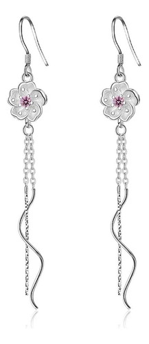 Aretes Flor Elegantes Baño Plata 925 , Regalo Mujer 