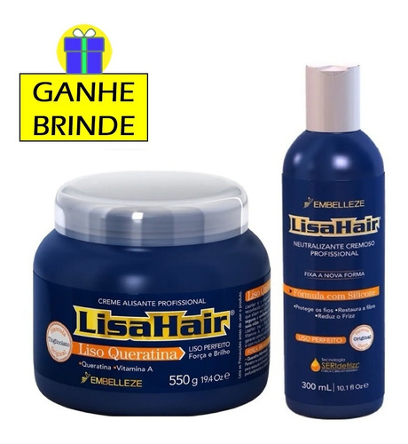 Kit Creme Alisante E Neutralizante Profissional Lisa Hair