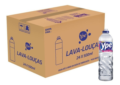 Detergente Líquido Ypê Clear Caixa Com 24 Unidades De 500ml