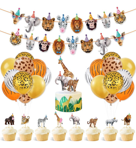 Decoraciones De Fiesta De Animales De Safari, Pancarta De Cu