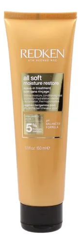 Redken Leave-in All Soft Moisture Restore, Selagem Imediata Das Cutículas E Brilho Intenso, Equilíbrio Entre Umidade E Proteína Com Ácido Hialurônico,...