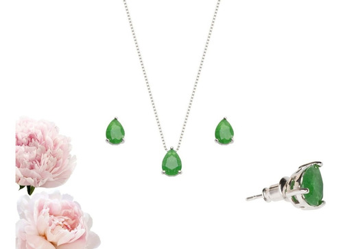 Imagem 5 de 5 de Conjunto Colar E Brincos Gota Banhado Fusion Luxo + Brinde