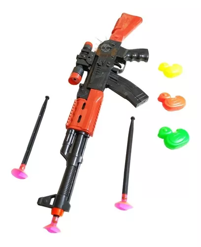 Brinquedo Metralhadora AK-47 Pressão Mola Atira Dardos 43CM - Escorrega o  Preço