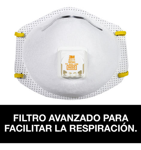 Imagen 2 de 5 de 3m Respirador Desechable Con Válvula Exhalación Pack 5 Uds