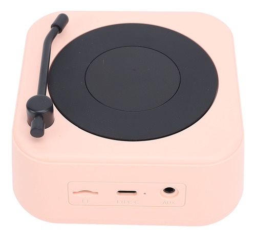 Altavoz Retro Recargable Rosa, Fonógrafo Portátil Vintage