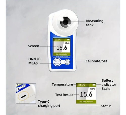 Refractometro Digital Recargable Medicion Azucar Brix 55%