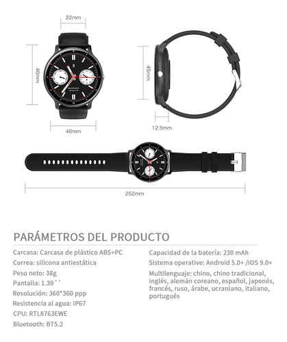 Smartwatch Keluona Zl02 Elegante Reloj de Silicona Negra para Uso Diario