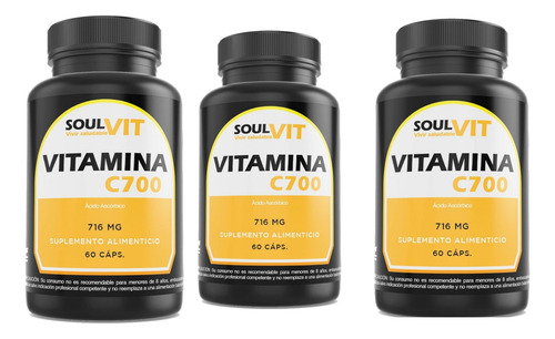 Vitamina C 700 Mega Pack 180 Caps Soulvit