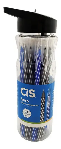 Caneta Esferográfica CiS Spiro 0.7mm Azul e Preta, Kit com 24