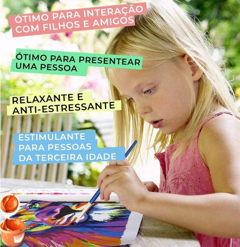 Pintura Em Tela Numerada - Tintas Pincéis- Labrador Abstrato