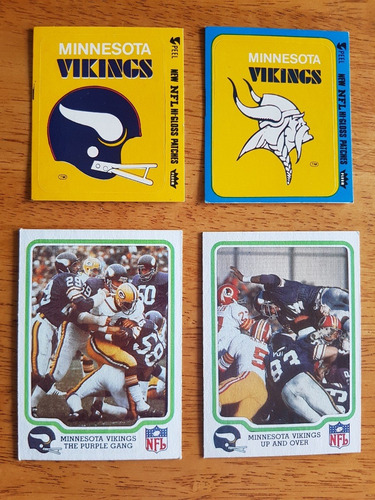2 Tarjetas Y 2 Calcomanías Nfl Fleer 1977 Minnesota Vikings
