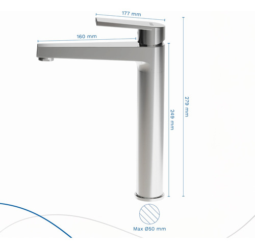 Grifería Lavatorio Monocomando Vasser Cromo Zafiro Baño Alto