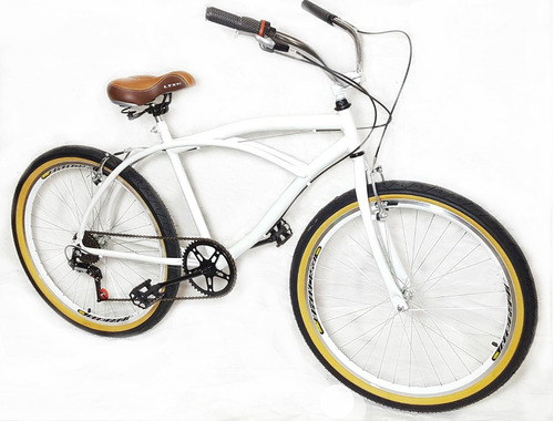 Bicicleta Aro 26 Caiçara Vintage Retrô Branca Guidão Beach