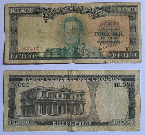 Billete Uruguay 10000 Pesos 1968, 11b3, Rotondaro, Bu30