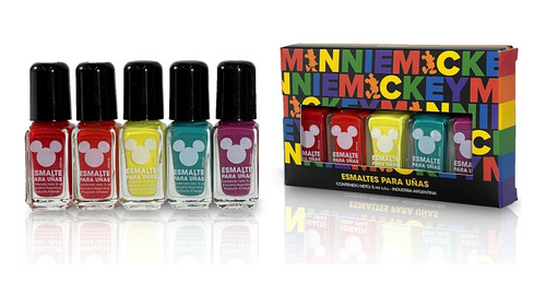 Set De 5 Esmaltes De Uñas Mickey Rainbow