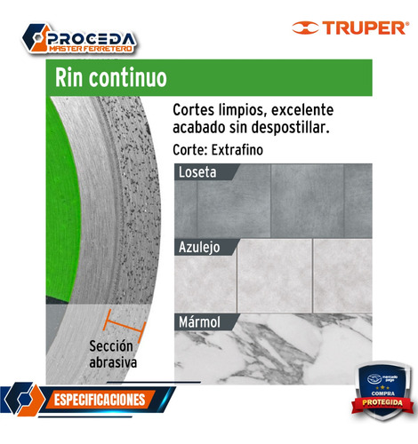 Disco De Diamante De 7 X 2.2 Mm Rin Continuo, Truper 11579