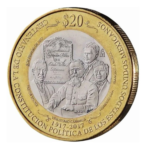 Moneda De 20 Pesos Del Centenario De La Constitución 