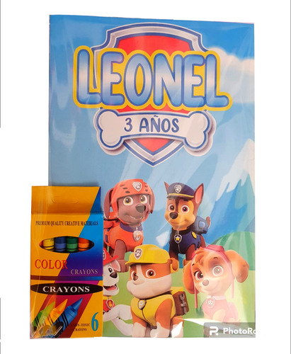 Paw Patrol Libros Colorear Personalizados 10 Pz Y Crayones