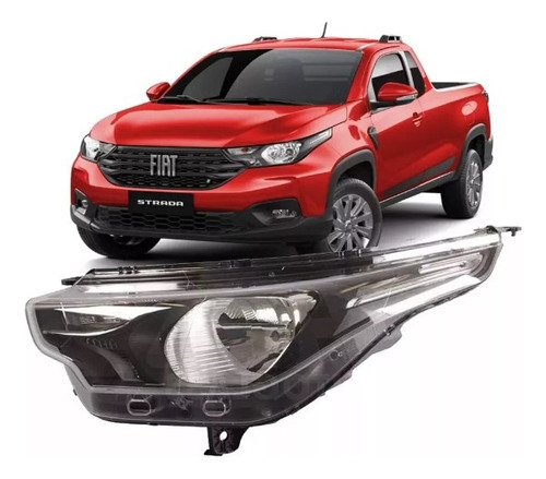 Semi-optica Fiat Strada 2021/2022/2023 Mascara Negra 