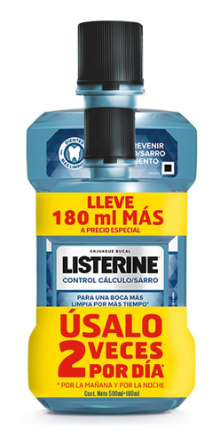Pack Enjuague Bucal Listerine Control Sarro 500ml+180ml