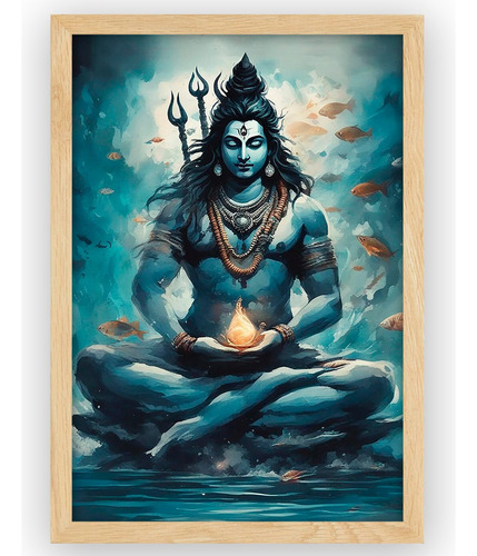 Cuadro Dios Shiva Hindú Hinduismo India Madera Vidrio R15