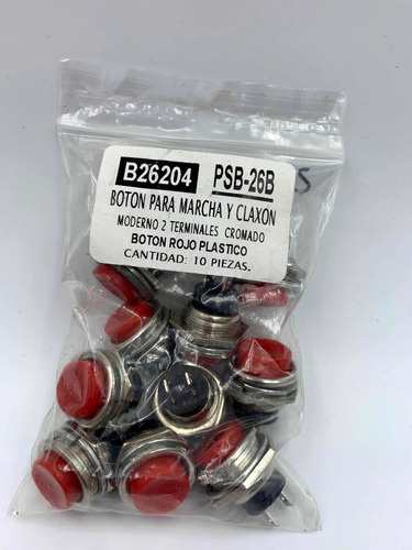Apagador Botón Rojo Push 15.5x16mm 12volts Pieza B26204