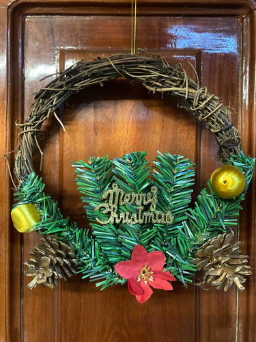 Corona Navideña De Puerta Guirnalda Con Piñas