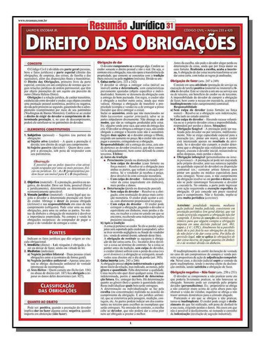 Resumao Juridico - Vol.31 - Direito D. Obrigacoes, De Escobar Jr., Lauro R.. Editora Resumao Em Português