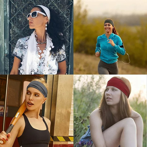 Vincha Tela Elástica Bandana Lisa Deportiva Bianca Sheli 209 Negro