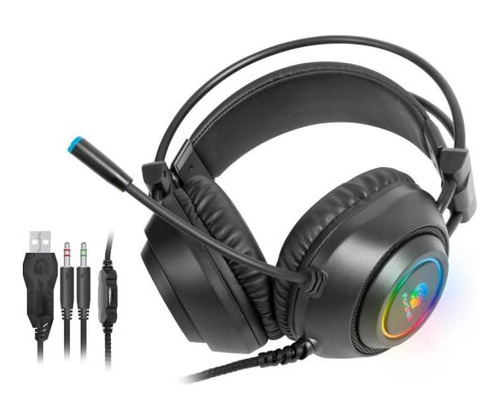 Headset Gamer Fortrek Crusader P2 + Usb Rgb Preto