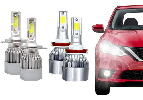 Kit Super Led Nissan Sentra H4 H11 Farol E Milha 