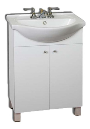 Mueble Para Baño Amube Iris De 55cm De Ancho, 83cm De Alto Y 43.5cm De Profundidad Con Bacha Y Mueble Color Blanco Con Tres Agujeros Para Grifería