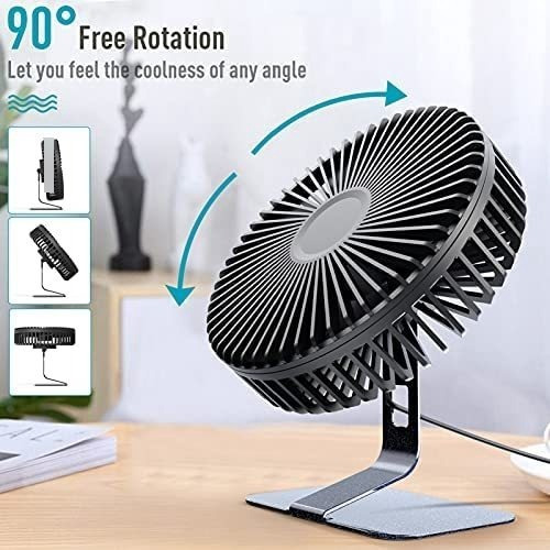 Imagen 3 de 6 de Ventilador De Escritorio Xasla Ajuste 90 Grados Negro