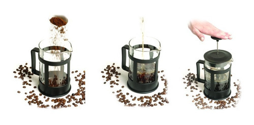 Cafetera Embolo Vidrio Y Plastico Chica 350 Ml Color Negro