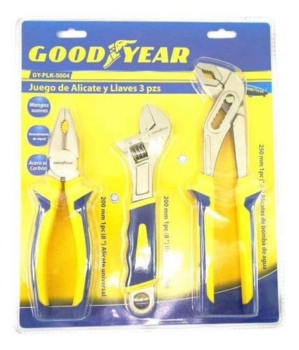 Set De 3 Piezas Goodyear Pinza Llave Pico Loro Gy-plk-5004