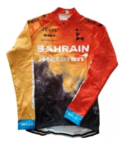 Campera De Ciclismo Afelpada Bahrain Con Bolsillo Calidad 