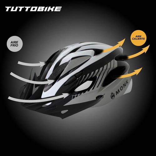 Imagen 7 de 10 de Casco Bicicleta Ruta Y Montaña Luz Led Y Visor Ciclismo Monk