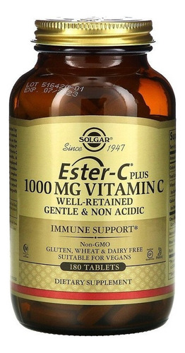 Vitamina C Ester-c Plus 1000 Mg 180 Comprimidos Solgar - Eua Sabor Sem Sabor