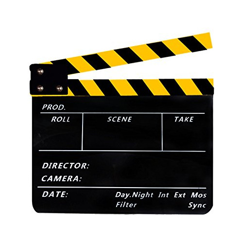 Acrylic Clapboard Dry Erase Director Film Movie Cut/action C