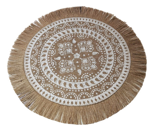 Manta Decorativa Para Comedor Diseño Mandala De Tela Moderno Color Beige