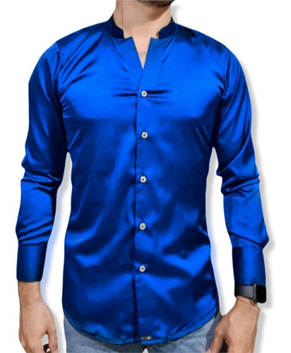 Camisa Hombre Manga Larga Cuello Mao/ Cuello Neru Premium 