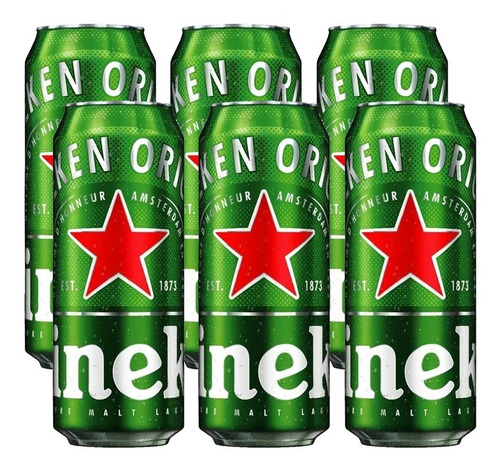 Imagen 1 de 6 de Cerveza Heineken Lata 473ml Rubia X6 Unidades