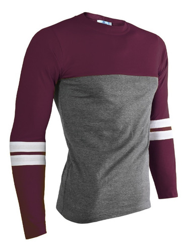 Playera Manga Larga Con Lineas En Manga Envío Incluido