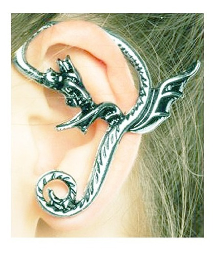 Brinco Ear Cuff De Dragão Em Metal P/orelha Furada 1 Pç Novo