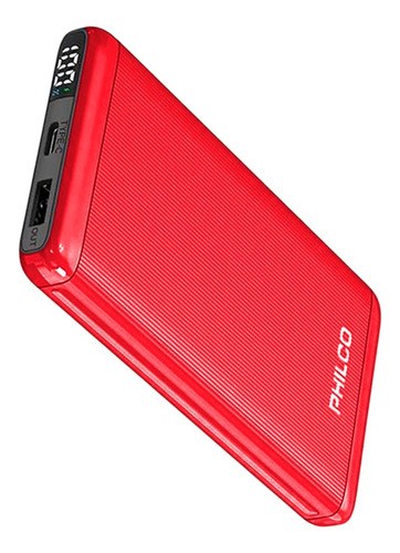 Powerbank Philco 10000mah 1 Usb C / 1 Usb A Rojo