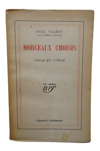 Adp Morceaux Choisis Prose Et Poesie Paul Valery / Gallimard