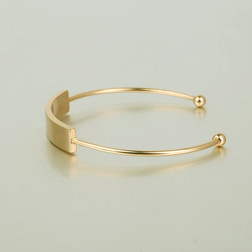 Imagen 4 de 8 de Pulsera Ajustable Acero Oro Amarillo Grabado Láser M1052