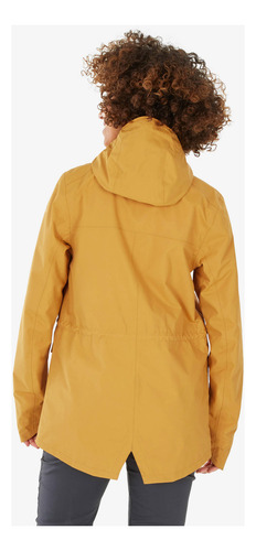 Chamarra Impermeable Trekking Quechua Nh550 Mujer Mostaza