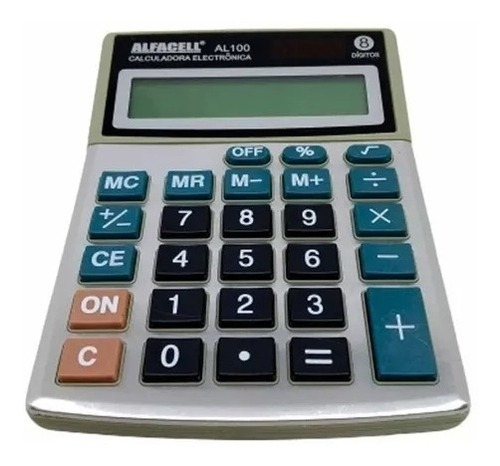 Calculadora De Mesa Comercial Escritório Display 8 Dígitos Cor Prata