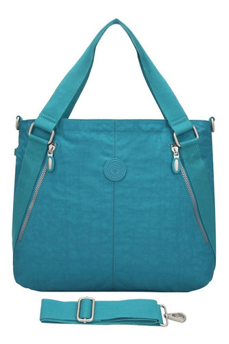 Bolsa Feminina Grande Nylon Alca Transversal Vvt 2520 Cor Verde-água